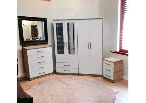 1,2,3,4,5,6,7,8 Door wardrobe with chest of drawer and bedside ready for free shipping - 4/4