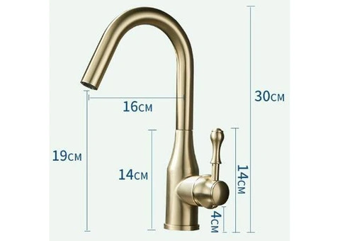 Antique Nickel Brushed Golden Rotatable Single Handle Kitchen Sink Taps T0178N - 4/4