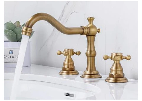 Classic Widespread Bathroom Sink Tap - Antique Brass Finish T0477B - 2/3