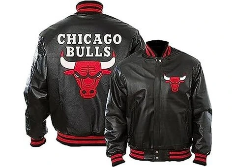 Jorde Calf Men’s Chicago Baseball Bomber Leather Jacket - 1/3