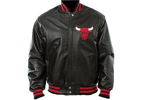 Jorde Calf Men’s Chicago Baseball Bomber Leather Jacket - 2/3