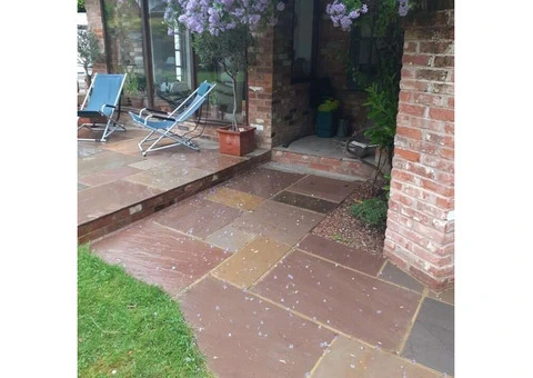 Upgrade Your Outdoors with Raj Blend Indian Sandstone Paving Slabs – 18mm Calibrated Patio Pack
