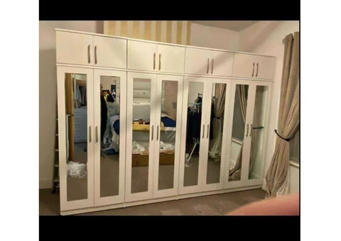 1,2,3,4,5,6,7,8 Door wardrobe with chest of drawer and bedside ready for free shipping - 11/24