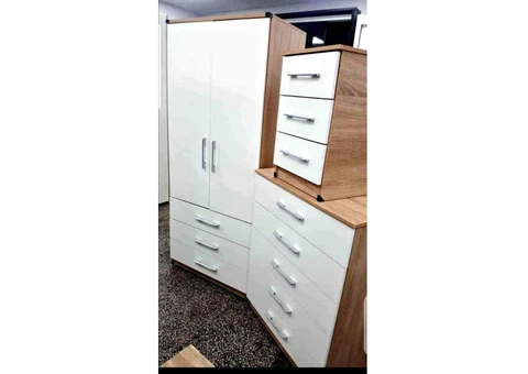 1,2,3,4,5,6,7,8 Door wardrobe with chest of drawer and bedside ready for free shipping - 23/24