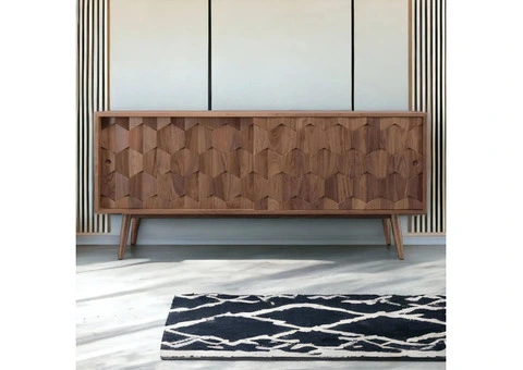 Nismaaya Decor Walnut Media Unit Perfect for Elegant Interiors.