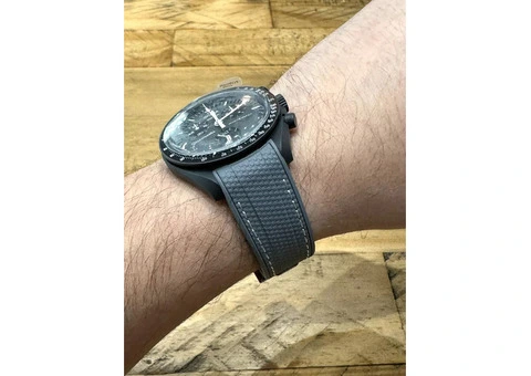 Omega Swatch Moonswatch Speedmaster Rubber Strap 20mm Dark Grey & Watch Tool - 3/5