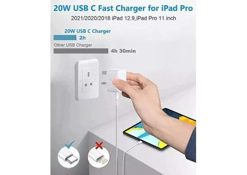 For iPhone 14 13 12 11 Pro XR XS Fast Charging 20W USB-C PD Plug Charger Cable - 3/5