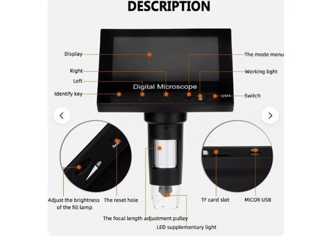 Digital Microscope, WADEO 1000X 4.3" LCD Display Electronic USB 00735-STK - 9/11