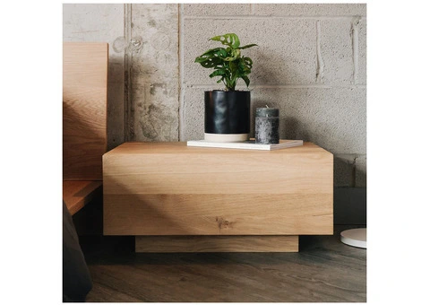 Elegant Oak Wood Bedside Table Handcrafted Charm with Timeless Durability