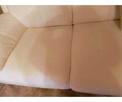 3 and 2 white leather recliner sofas