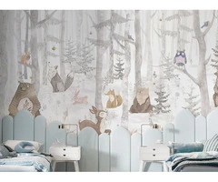 Cartoon Animal Peel & Stick Wallpaper for Nursery
