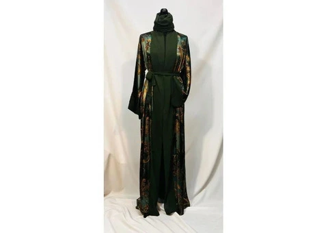 The Green Open Satin Kimono