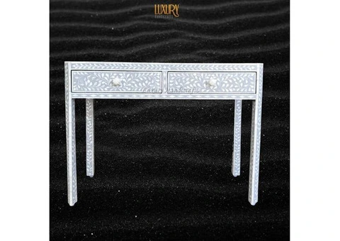 Buy the Stylish Grey Floral Bone Inlay Console