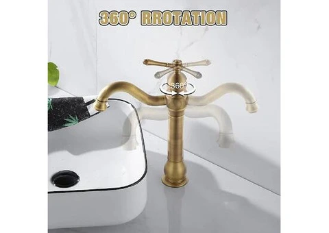 Antique Brass High Version Mixer Bathroom Sink Tap TA0199F - 4/5