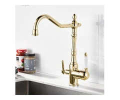 Golden Brass 3-Way Water Filter 360° Rotatable Drinking Kitchen Tap TG0222