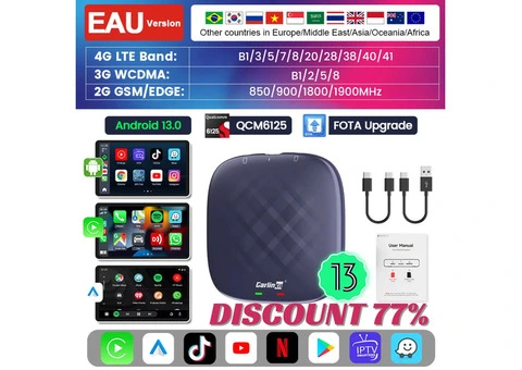 Carlinkit CarPlay Ai TV Box Plus Android13 8+128GB QCM 8-Core 665 6125 Wireless CarPlay