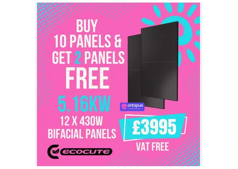5.16kW All Black Bifacial Solar PV System, FREE Delivery & Installed