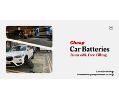 Cheap Car Batteries from £25, Free Fitting