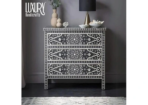 Explore the Artistry of the Bone Inlay Chest Of Drawers