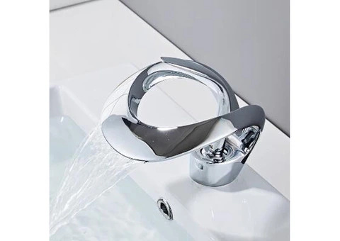 Modern Waterfall Chrome Bathroom Single Handle Basin Sink Mixer Tap TC0358 - 1/3
