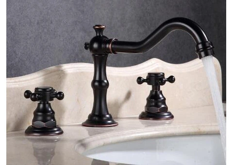 Antique Black Bronze Brass Bathroom Sink Tap Three Pieces Tap T0477L - 2/4