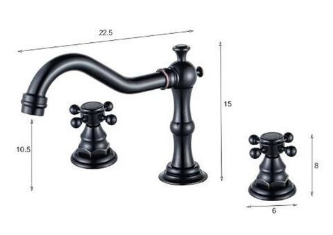 Antique Black Bronze Brass Bathroom Sink Tap Three Pieces Tap T0477L - 4/4