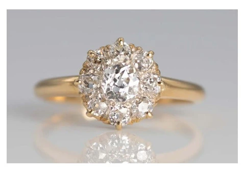 Art Deco 18ct Yellow Gold Diamond Cluster Ring from Friar House