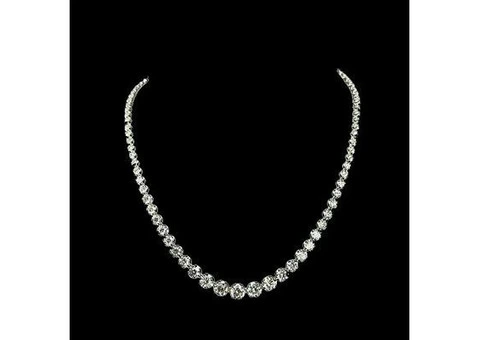 24.78 Cts Diamond Tennis Necklace, 18K White Gold