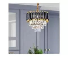 Black & Gold Crystal Chandelier Ceiling Lights