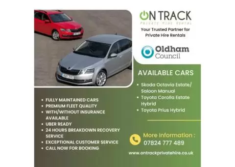 Private Taxi Hire for Oldham Council plated taxi rental cars