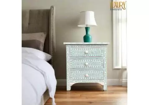Style with a 3-Drawer Bone Inlay Bedside Table