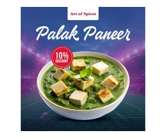 Enjoy 10% off on our delicious Palak Paneer