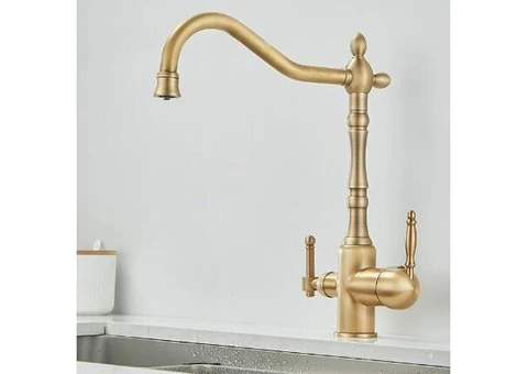 Antique Brass 3-Way Water Filter 360° Rotatable Drinking Kitchen Tap TA0222 - 1/3