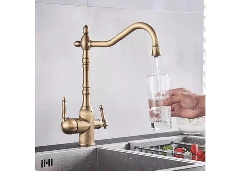 Antique Brass 3-Way Water Filter 360° Rotatable Drinking Kitchen Tap TA0222 - 2/3