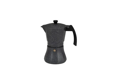 Italian Coffee Pot EDM Black Aluminium 6 Cups Induction - Qubyk UK