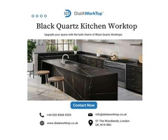 Black Quartz Worktop | +44 0208 368 5555 | DialAWorkTop