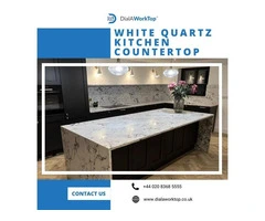 White Quartz Kitchen Countertops | +44 0208 368 5555 | DialAWorkTop