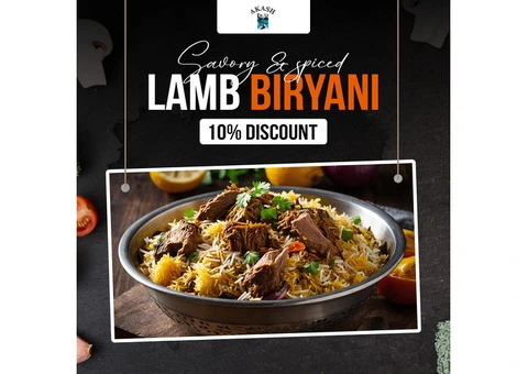 Craving Lamb Biryani? Enjoy 10% Off at Akash Tandoori in Bournville!