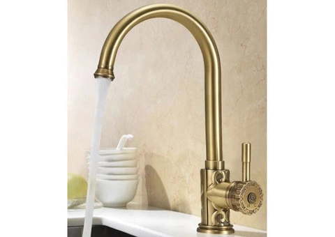 Antique Brass Carved Court Style Kitchen/Bathroom Sink Tap TA630L - 1/4