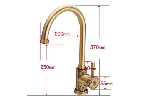 Antique Brass Carved Court Style Kitchen/Bathroom Sink Tap TA630L - 4/4