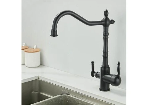 Black Antique Brass 3-Way Water Filter 360° Rotatable Drinking Kitchen Tap TB0222 - 1/3
