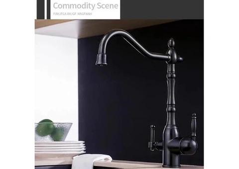 Black Antique Brass 3-Way Water Filter 360° Rotatable Drinking Kitchen Tap TB0222 - 2/3