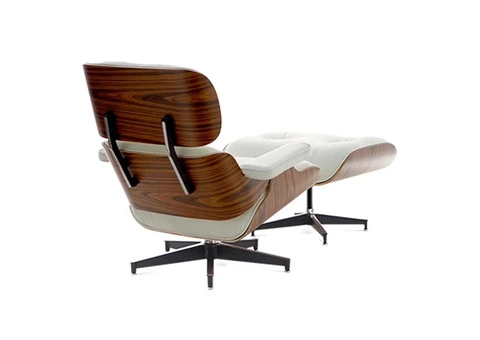 Eames Style Lounge Chair Replica White Leather and Rosewood Veneer in UK - 2/5