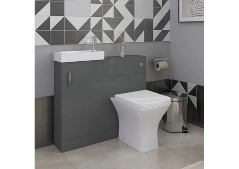 Mini 1 Door Cloakroom Floorstanding vanity Unit With Square Basin - 1 Tap Hole - 400mm x 781mm