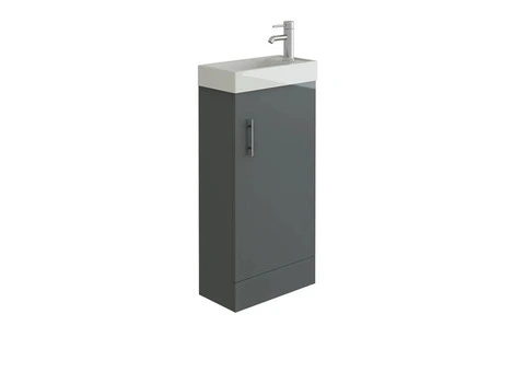 Mini 1 Door Cloakroom Floorstanding vanity Unit With Square Basin - 1 Tap Hole - 400mm x 781mm - 2/2