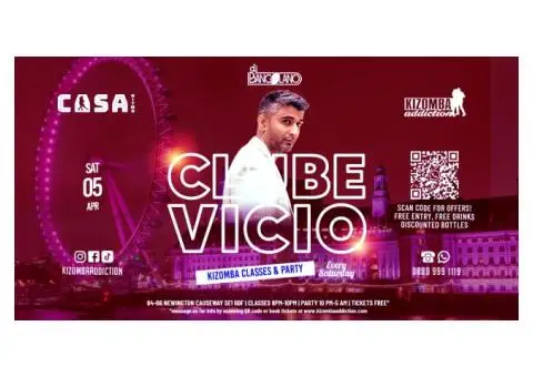 London No.1 Kizomba Party Every Saturday Clube Vicio -  with DJ Bangolano - 4/4