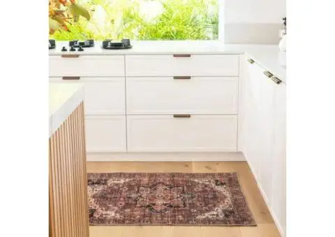 Distressed Vintage Cezanne Rabbit Gray Inca Gold Runner Rug