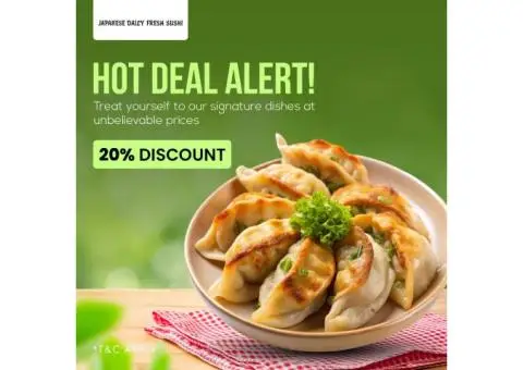 ???? Crispy & Juicy! 20% Off Chicken Gyoza at JAPANESE DAILY FRESH SUSHI! ????