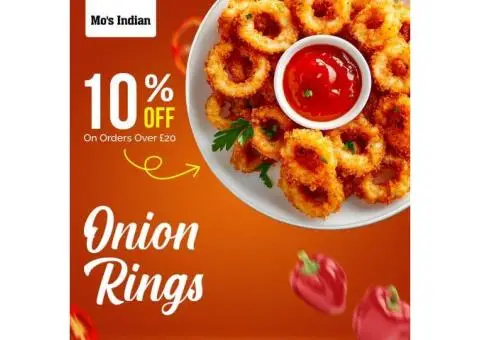 Delicious Onion Rings – 10% Off at Mo’s Indian in Bethnal Green!