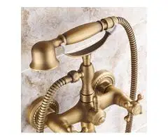 Traditional Antique Brass Finish Tub Tap With Hand Shower - TSA011